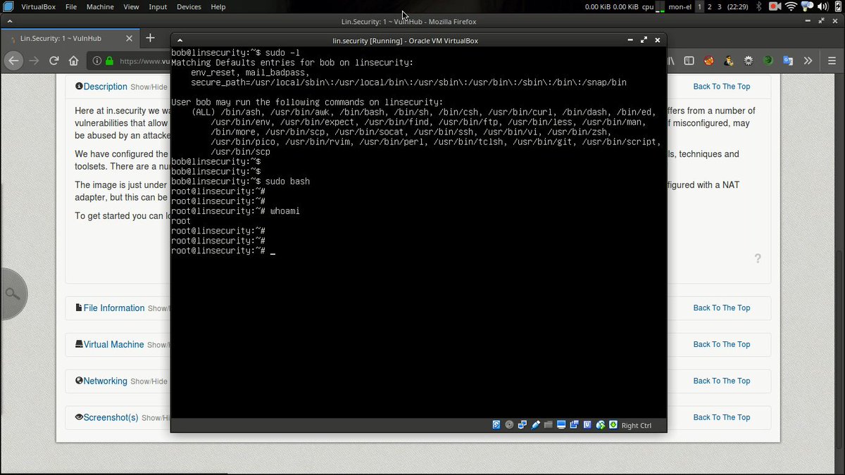 0xmon3L's tweet photo. another root on another machine @VulnHub #linsecurity..
the simplest way to get root... https://t.co/tTsjkSTTtn