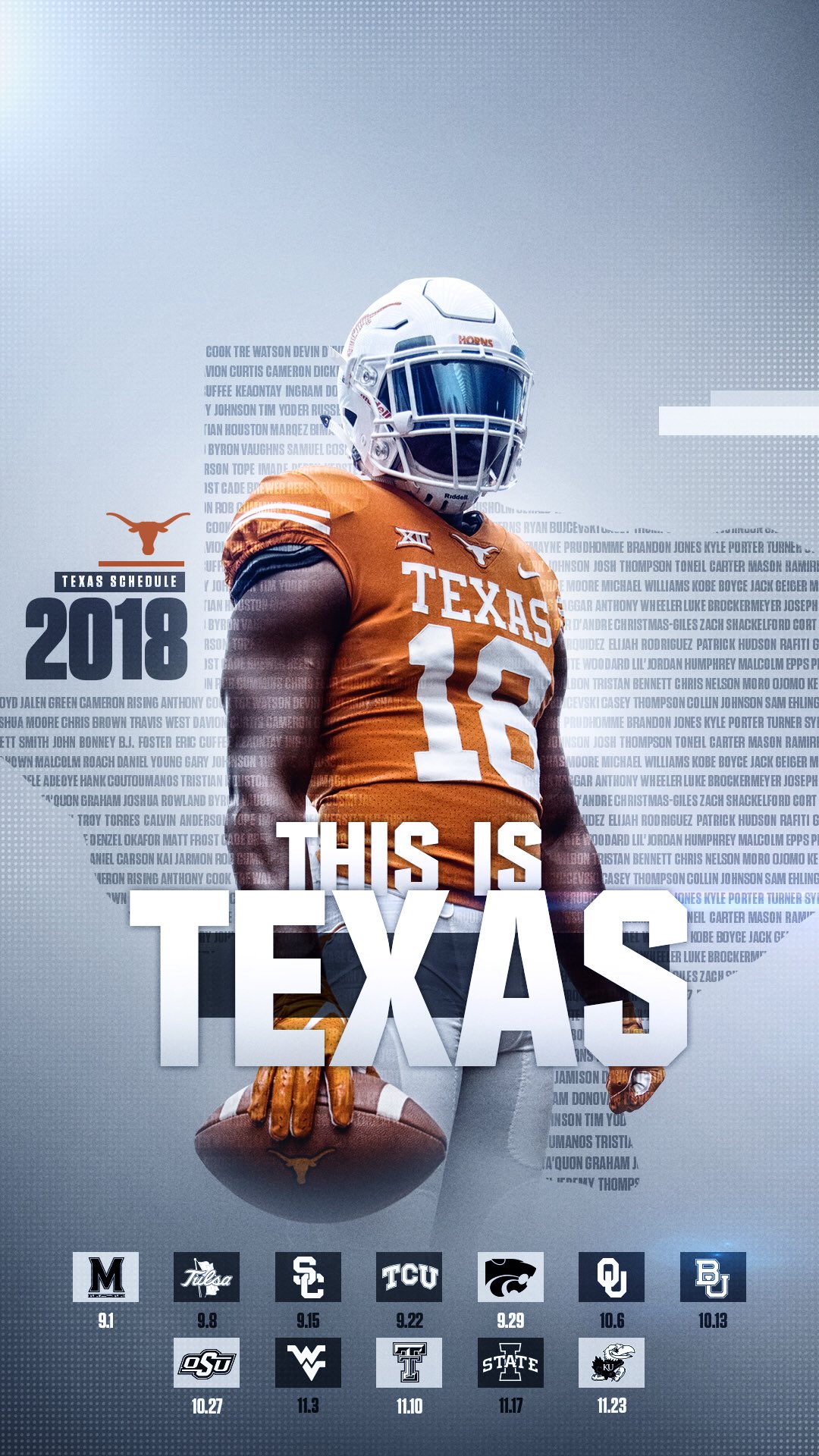 Texas Football on Twitter: "2018 Texas Football schedule wallpapers