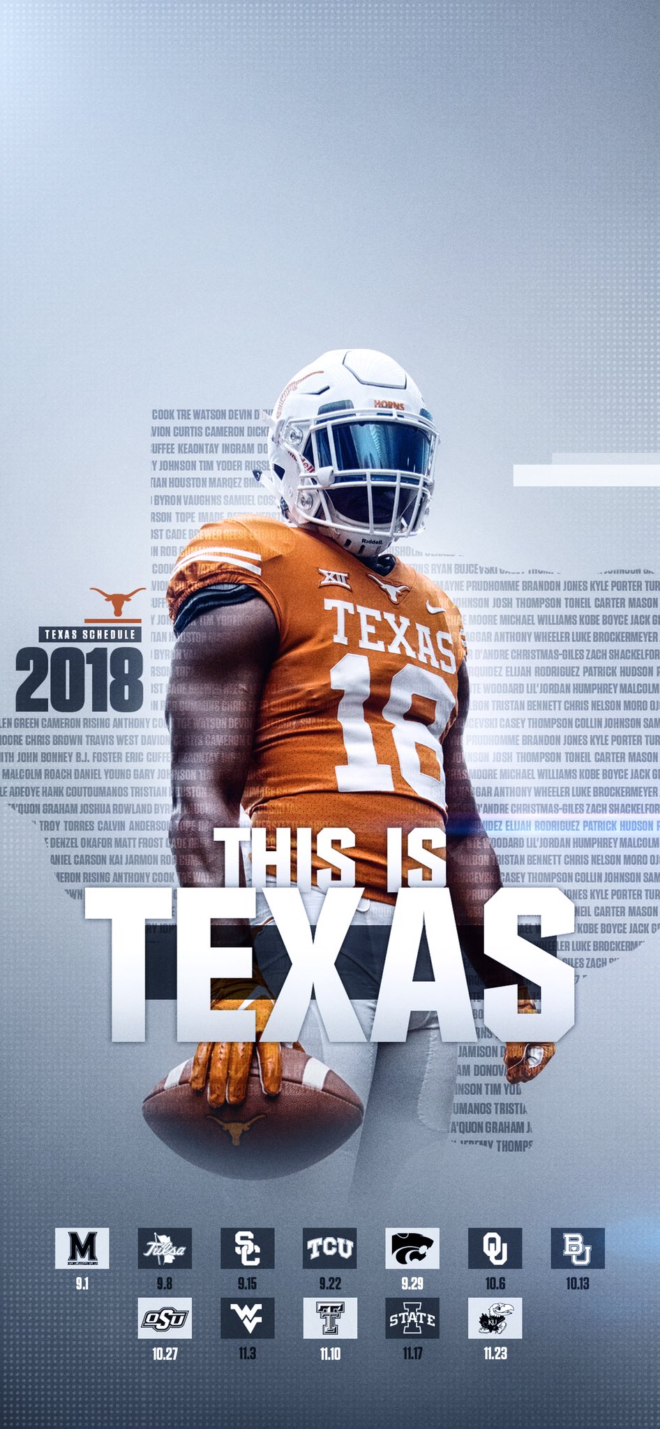 Texas Football on Twitter "2018 Texas Football schedule wallpapers