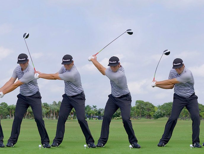MyTPI's tweet photo. Jon Rahm and Adam Scott.  Two players with markedly different physical capabilities and swings which reflect them.  

Remember: There are infinite ways to swing a club, but your most efficient swing should be based on what your body can do. https://t.co/IbbhvBopHQ