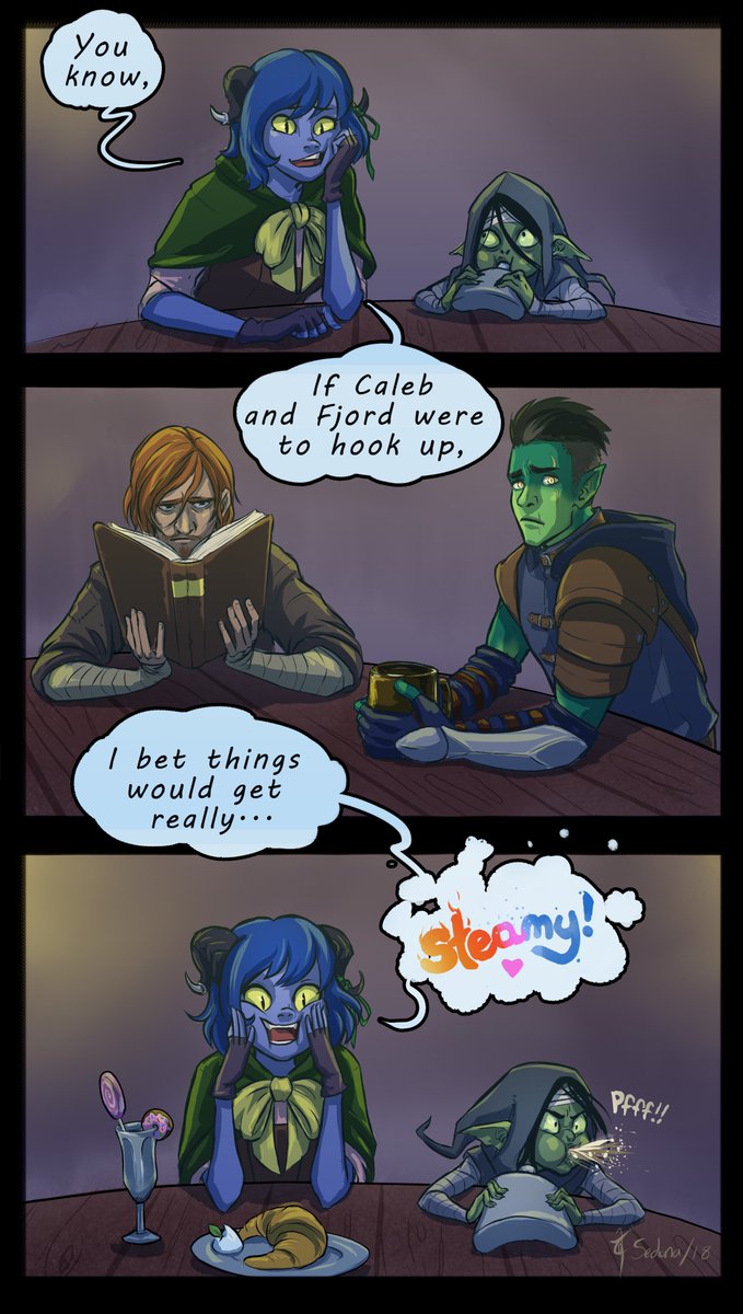 Anodesu's tweet photo. In honour of reaching 3000 followers, enjoy yet another painful comic from yours truly.

Thanks for dealing with me.

#CriticalRole #criticalrolefanart https://t.co/syV3igLAIN