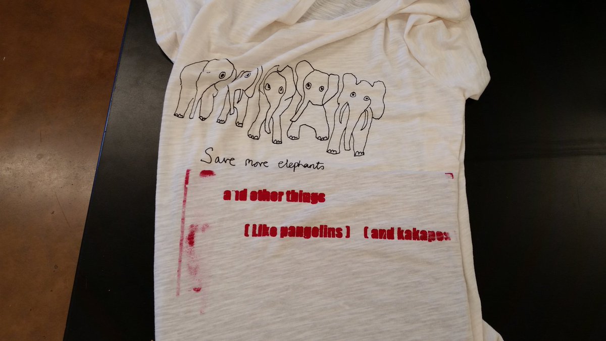 #screenprinting project - I found this t-shirt at a secondhand shop and didn't love the slogan, so I added some of my own thoughts (and personal favourite animals)