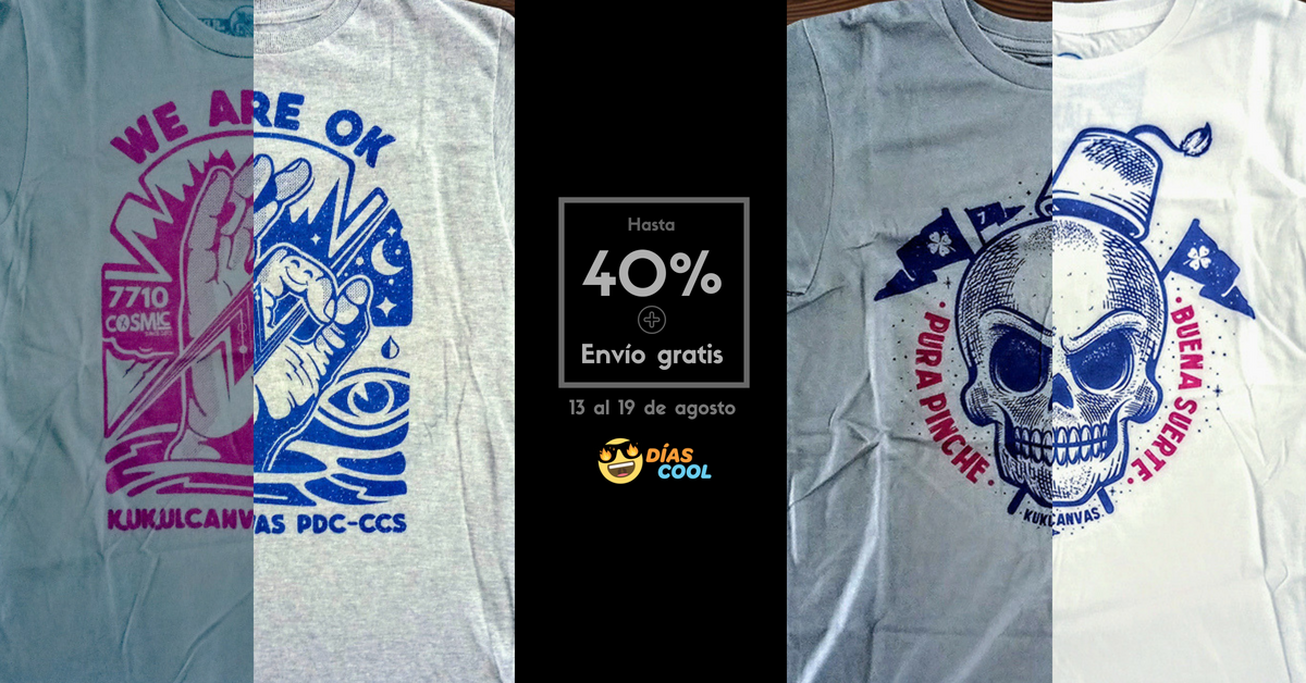 nomenuna's tweet photo. Del 13 al 19 de agosto aprovecha los #DíasCool en nuestra tienda en línea de diseño mexicano independiente en #ki hink: Tees, gorras y pins con hasta 40% de descuento y envío gratis a todo México.
Checa todo lo que tenemos en:
https://t.co/XYlbcZQBJe https://t.co/Dxt22BsRRV