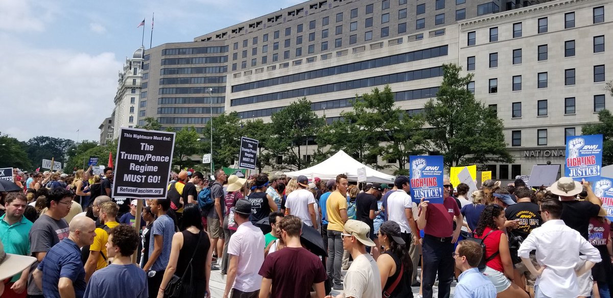DMVFollowers's tweet photo. Counter protestors today at the #UnitetheRight Rally downtown today. (via @AndreaMcCarren)  #ShutItDownDC https://t.co/nUIperKsx7