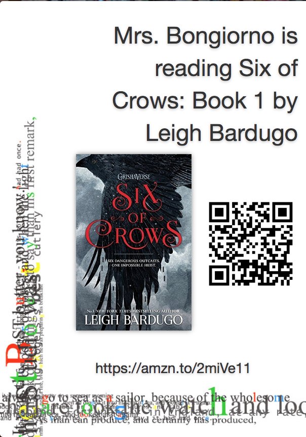 MrsBongiornoEdu's tweet photo. Coolest website ever alert! Add your name and the book you are reading to the website and it automatically creates this poster for you! Help establish a reading culture by letting Ss see what you're reading. #GaLibChat #AMMSlions @ammslibrary @FultonMETI https://t.co/qyZiiIZHX6 https://t.co/IfzX9G4mVL