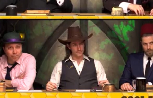 Finally catching up on <a href="/CriticalRole/">Critical Role</a>’s Honey Heist 2 and I gotta say, <a href="/matthewmercer/">Matthew Mercer</a> looks great in the cowboy hat. Almost got a Quaker Oats vibe to it.