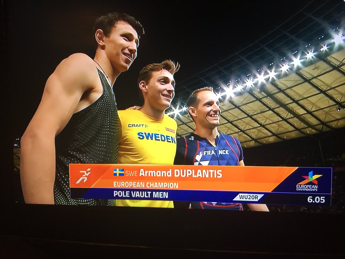 #Berlin2018
Un concours vraiment excitant ! Le suédois #ArmandDuplantis est sacré champion d'Europe à seulement 18 ans et déjà 6m05 ! 👍et une belle médaille de bronze pour @airlavillenie ! 😀👍👏🇫🇷 #sautàlaperche #Berlin2018 #championnatsEuropéens