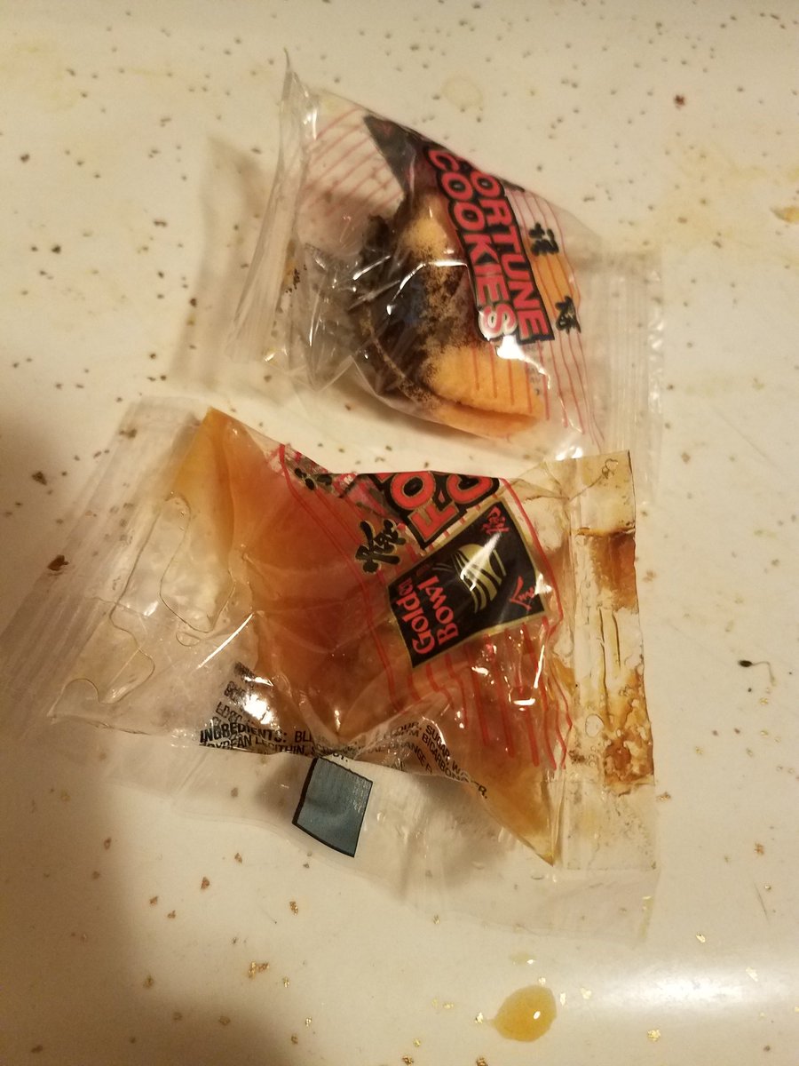 Ecollins88's tweet photo. @wontonfood I like to save up extra fortune cookies, and I just noticed these old ones (maybe a few months old) had dissolved and molded?? Is this normal? 🤢 https://t.co/eNVmRvfvM4