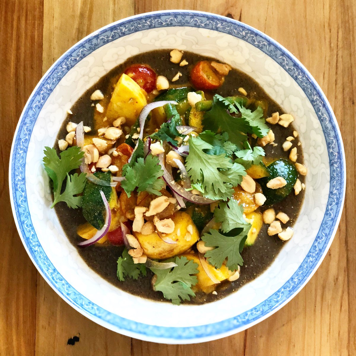 haihaimpls's tweet photo. NEW SUMMER DISH! Tomato, green bean &amp; grilled zucchini marinated in Filipino inasal (achiote-citrus vinaigrette) with charred eggplant purée, peanut, cilantro (Vegan &amp; GF) Tastes like summer! https://t.co/9WWAZz19Ca