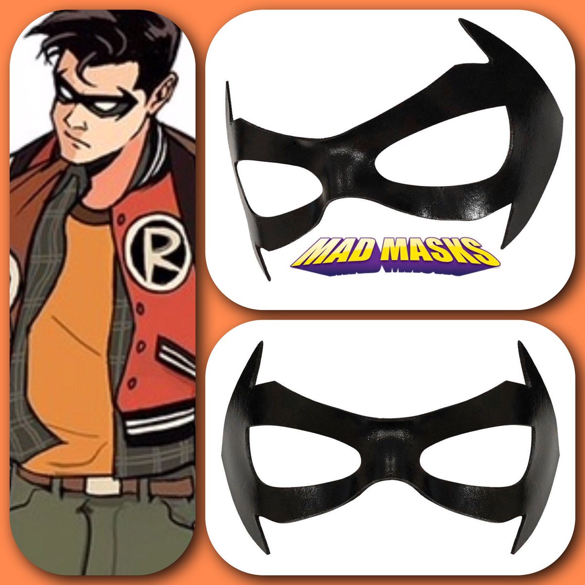 Mad Masks on Twitter: "Custom #robin mask ready ship! Thanks for the fun commission, Roberto❗️✍️🎨 . Be sure to submit your custom requests before Sept 9th. . #robincosplay #dickgrayson #teentitans #batman #