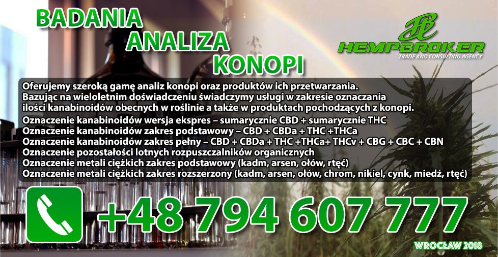 HempBrokerPL's tweet photo. https://t.co/VvzTx3LLUX
Oferujemy szeroką gamę analiz konopi oraz produktów ich przetwarzania. Bazując na wieloletnim doświadczeniu świadczymy usługi w zakresie oznaczania ilości kanabinoidów obecnych w roślinie a także w produktach pochodzących z konopi.
#hemp #konopi #badania https://t.co/Nf3moPOCjx