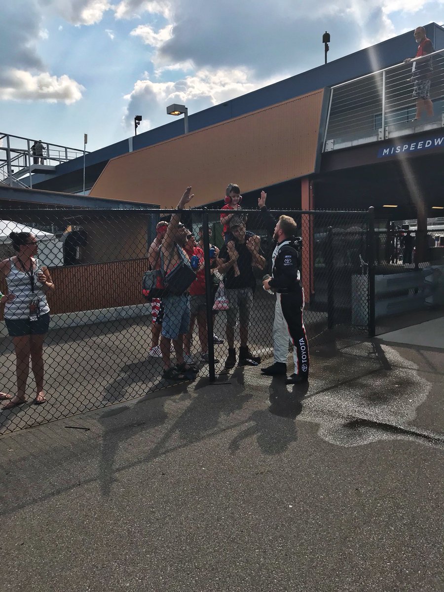 Tough end to the day @MISpeedway for the No. 96 @Xtreme_Concepts Toyota (engine issues). 

2 young @NASCAR Fans are going home with some race worn gloves today though, and that’s what’s important. #KidsDriveNASCAR