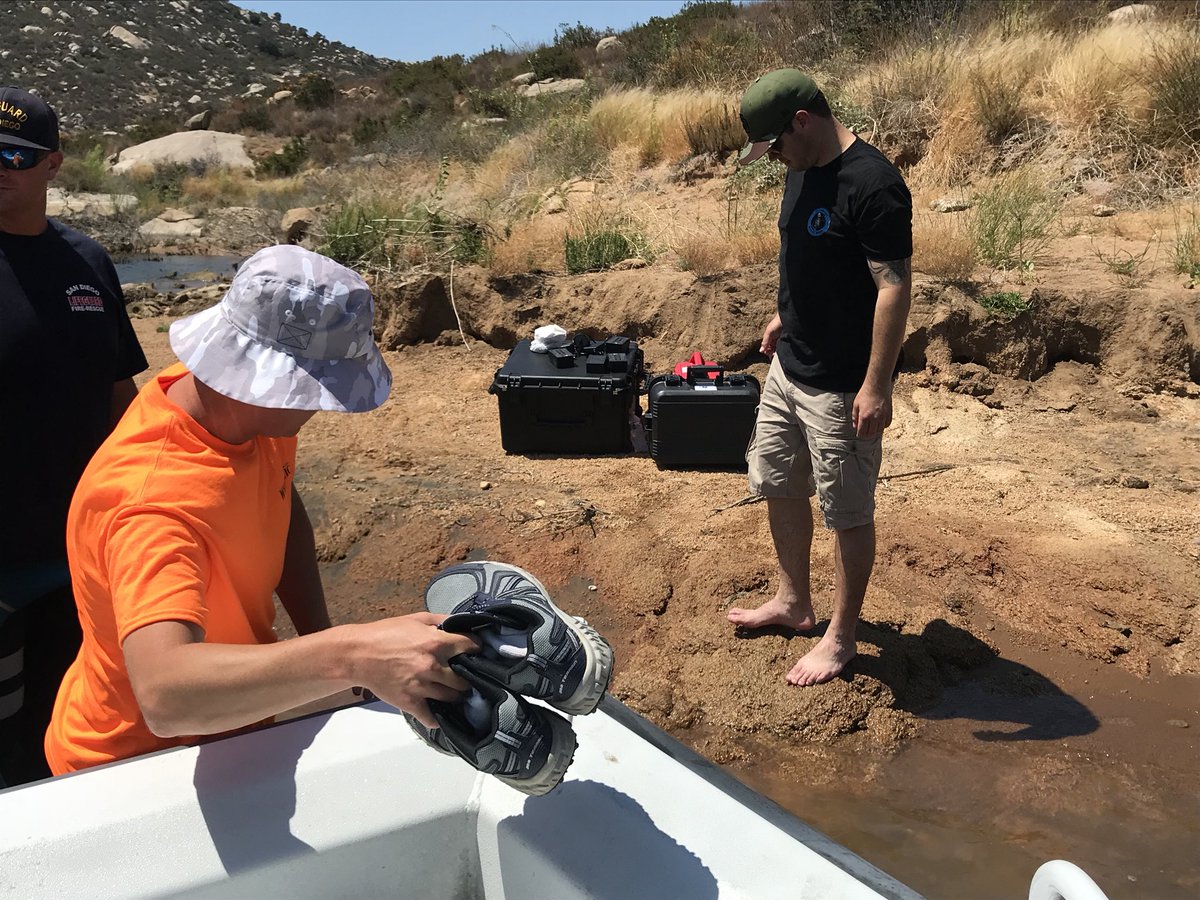 This is the autonomous underwater veh (AUV) that Orca Maritime is using for mapping the search area. SDG&amp;E’s contractor from WH Pacific is using a UAV which has a radio metric camera. #gratitude #technology