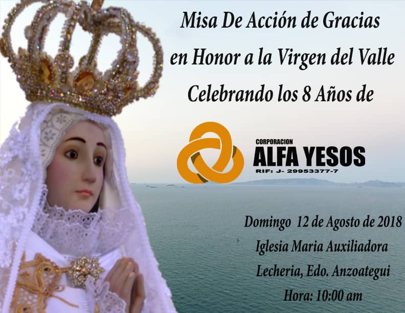 FERTIVENCA's tweet photo. En @AlfaYesos celebramos nuestro 8vo aniversario en franca producción, dándole gracias a Dios y a la patrona de oriente, apostando a la recuperación de nuestro pais. @PequivenSA @polinter_ca @supermetanol_ca @Pequiven887FM @MinPetroleoVE @luisjmarcano @metoronline https://t.co/ykOLoDYbgs