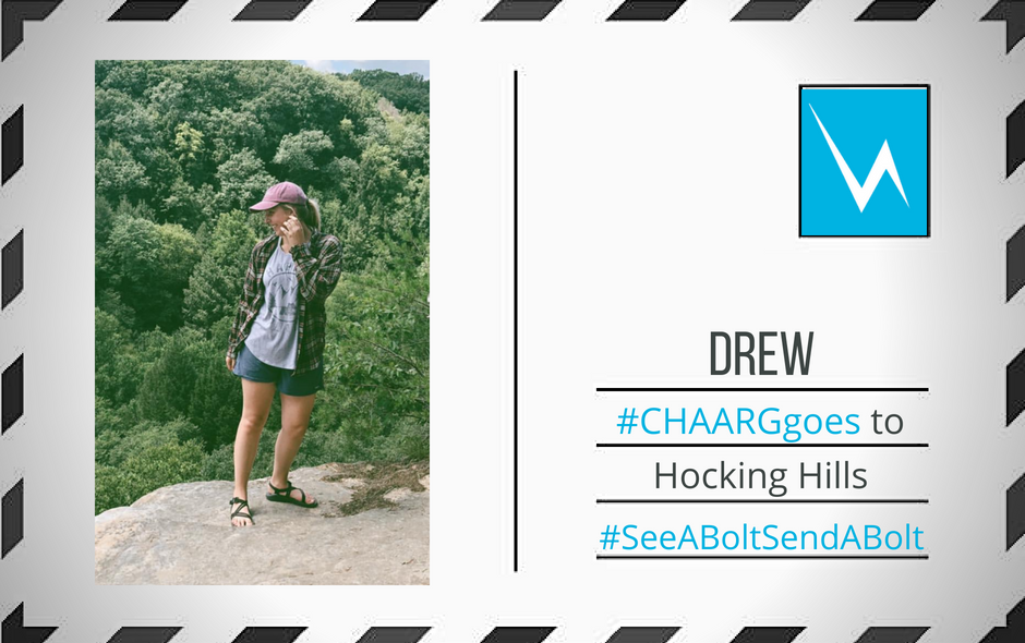 BGSU_CHAARG's tweet photo. Drew spent part of her summer in Hocking Hills!
#CHAARGgoes #SeeABoltSendABolt https://t.co/SKopniNl33