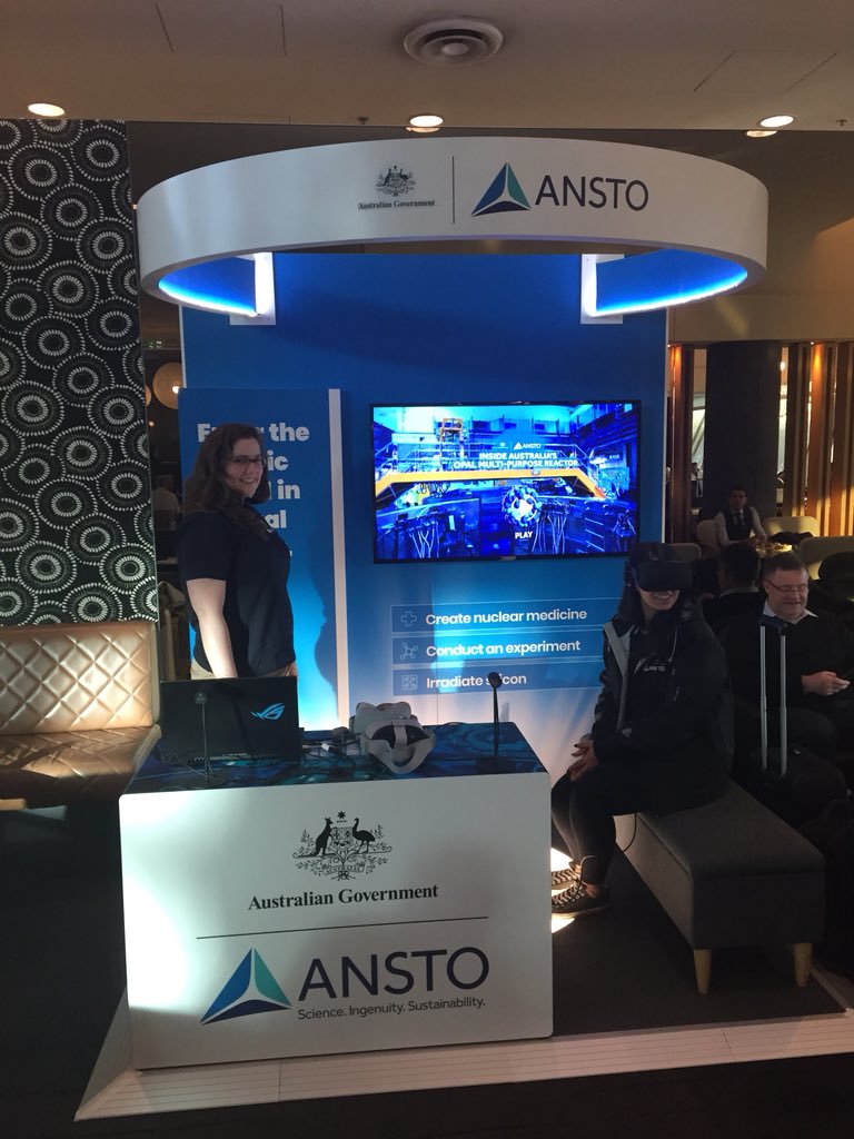 SimoneGRichter's tweet photo. Have a fantastic journey into @ANSTO’s OPAL reactor and become a neutron benefiting science and human health in Sydney’s Qantas lounge during #NatSciWk https://t.co/Rjjf8i5O37
