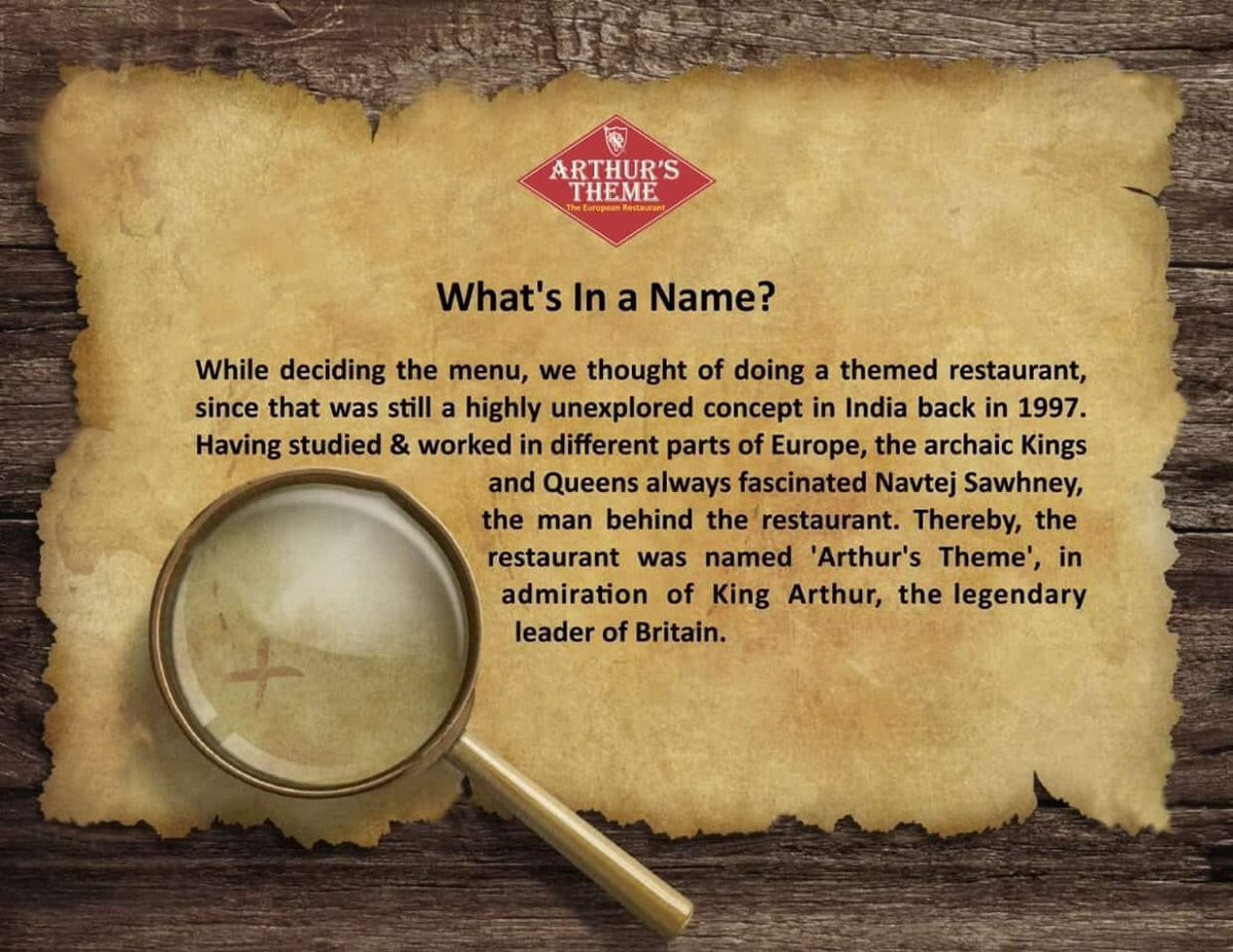 The year was 1997, the man was well travelled, &amp; the first chapter of our story was just about to be written.
Here's a snippet how Chef Navtej christened Arthur's Theme!

#arthurstheme #koregaonpark #europeancuisine #ourstory #legacy #navtejsawhney #name #restaurant #inspiration