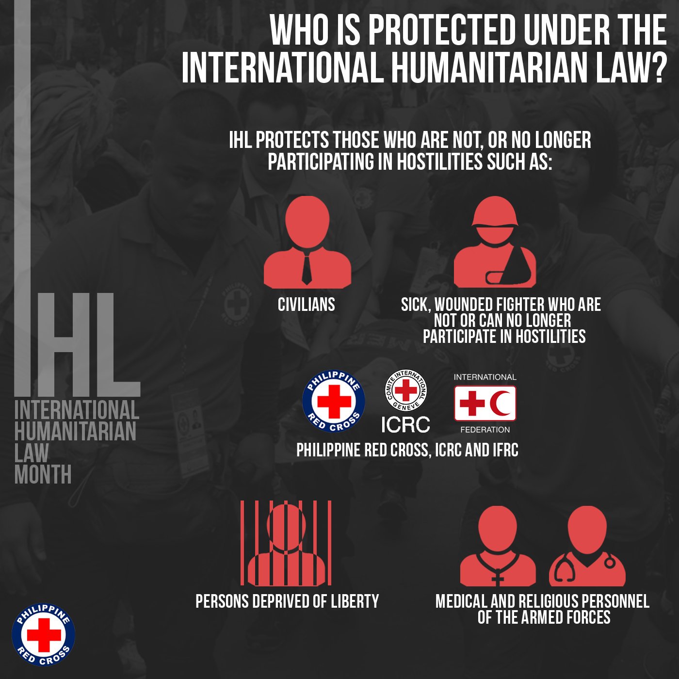 Philippine Red Cross on Twitter: wars have limits. International Humanitarian Law covers persons who are not—or no longer—participating hostilities. All civilians including wounded and sick medical and religious military