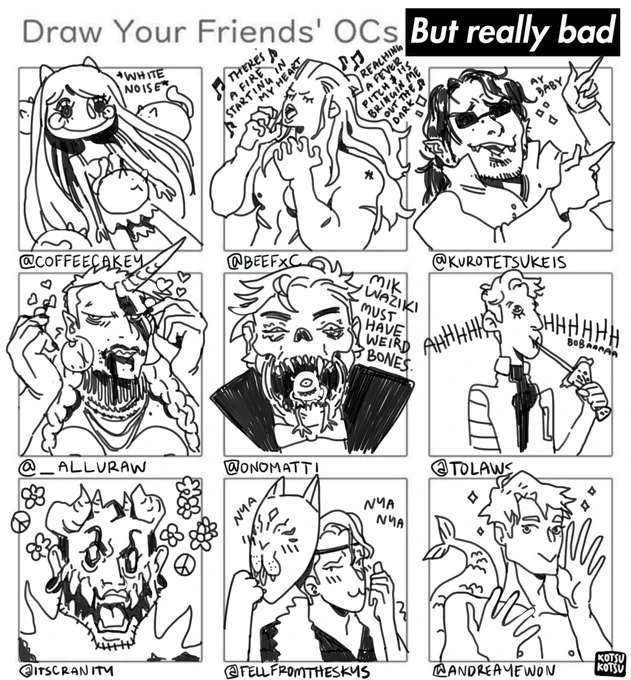 Thank you for letting me have too much fun~ #drawyourfriendsocs @coffeecakey @BeefxC @kurotetsukeis @_alluraw @onomatti @tolaws @ItsCranity @fellfromtheskys @andreayewon 