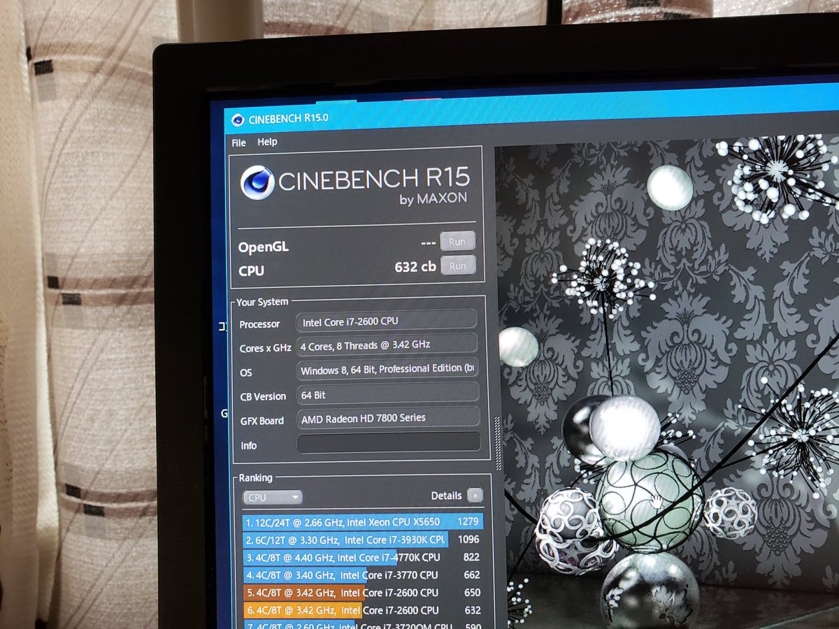Taka 復活 遂に解き放たれた面白ライダー Twitter પર 旧環境 Core I7 2600 でのcinebenchのスコア 簡易水冷 Ocで4 2ghzまで引き上げてたとは言え大体この位 条件によっては650cbは出てたんで第三世代core I7と良い勝負 コレでもまぁ悪いスコアじゃ無いん