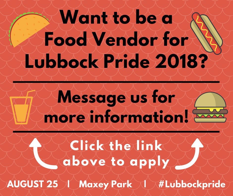 _LubbockPRIDE's tweet image. Have you signed up to become a food vendor? Check our website for more information! LAST DEADLINE August 19. #lubbockpride #pride
tinyurl.com/yd9pafbx
