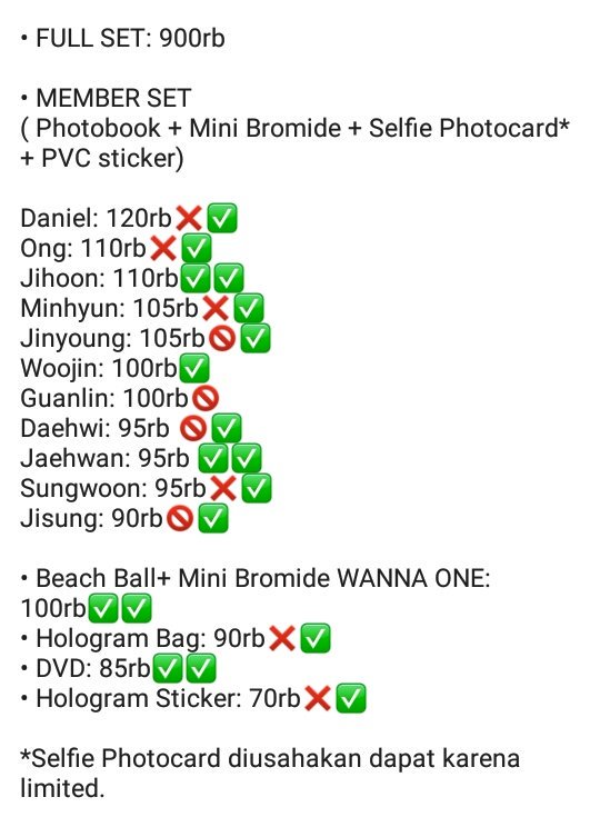 koreanablestuff's tweet photo. ✨SHARING WANNA ONE x SUMMER PACKAGE✨

✔DP 50rb (full set 400rb)
✔Pelunasan tgl 3 September
✔Slot di keep stlh payment

#WannaOne #SummerPackage #PO #Sharing #Giveaway #jisung #sungwoon #minhyun #ong #jaehwan #daniel #jihoon #woojin #jinyoung #daehwi #guanlin https://t.co/8m5mzZw8Uz