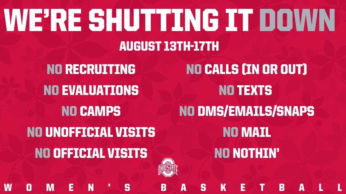 OhioStateWBB's tweet photo. 🚨ATTENTION ALL PSAs🚨
 Don't take it personal the next couple days! 
We are just following the rules!! Talk to you soon! https://t.co/cIWkkdNqco