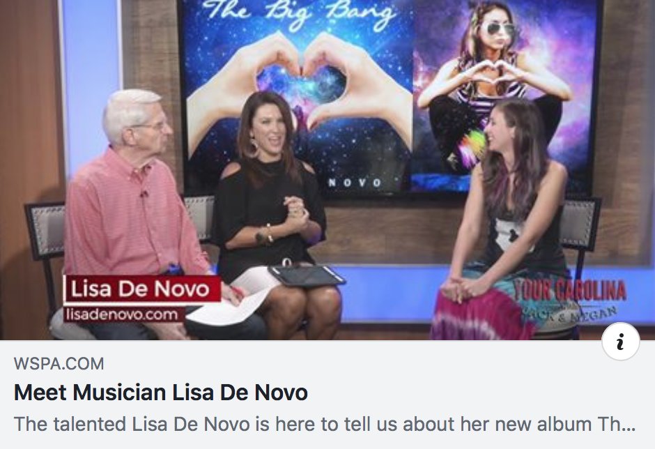 Had a blast talking about my new album and coast to coast tour on <a href="/WSPA7/">WSPA 7NEWS</a> Click here to watch: bit.ly/2MDVR1H  #livetv #lisadenovo #thebigbang #wspa7 #morningnews #singersongwriter #coasttocoasttour #music #alternative #newalbum #newmusic #hearthands #yagirl #allsmiles