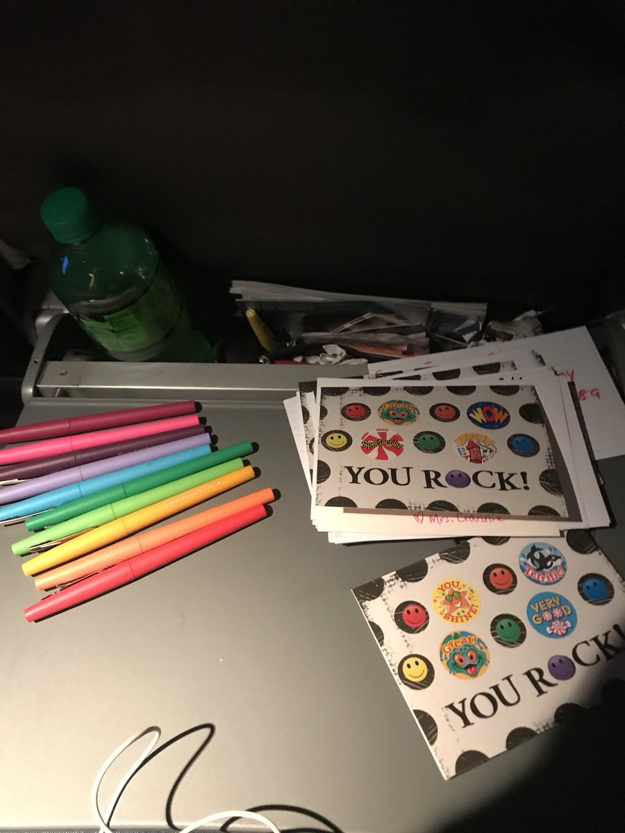 Tcrannie's tweet photo. Flying home and using the time to write notes to my students from last year encouraging them to be awesome, like I already know they are! https://t.co/gRWo5TeyAc