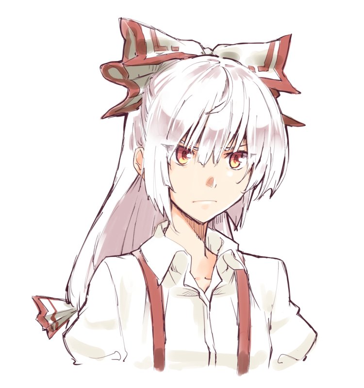 妹紅さんて単体でガリガリ落書きすると しかめっ面になっちゃうんだよな 慧音と一 きつね丸のイラスト