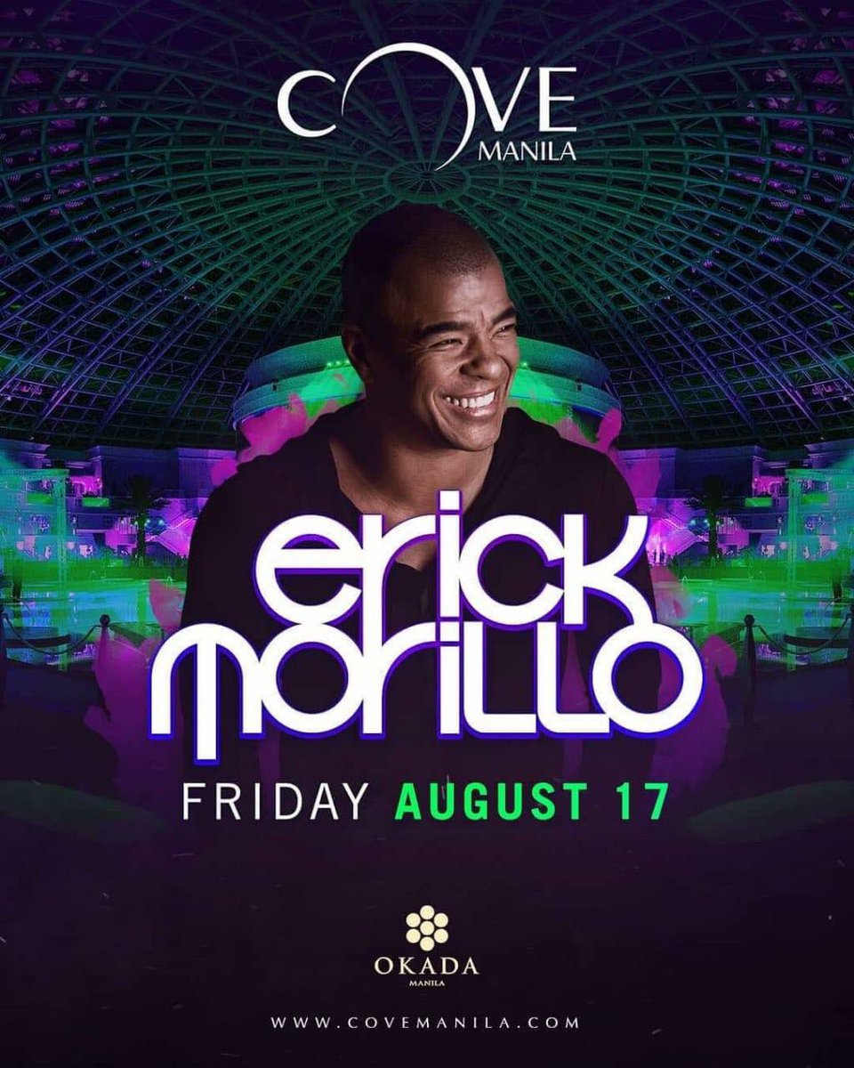 plurnationph's tweet photo. It's a house party on Friday when pioneering DJ and house music superstar Erick Morillo makes his way to Cove Manila. Trust us, this is one event you'd want to cop out tickets, tables and guestlist PM or SMS me at +639164165776 https://t.co/8K0ape5aIt