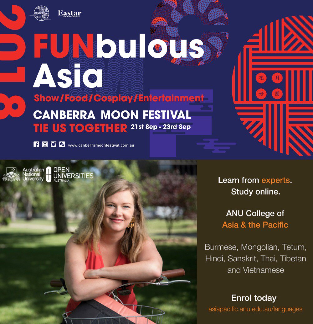 2018CMF Gold Sponsor The ANU College of Asia & the Pacific in 2019 will teach eight languages - Burmese, Hindi, Mongolian, Sanskrit, Tetum, Thai, Tibetan and Vietnamese - all entirely online. The college also supports our festival's #multilingual storytelling sessions. #anucap