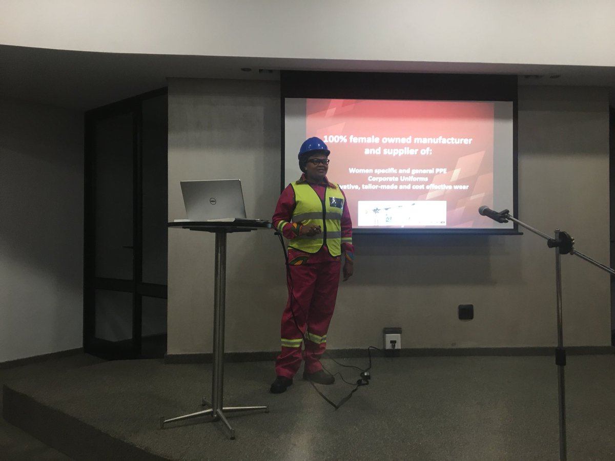 Tailor made PPE clothing using African print to localize it. She’s dynamic and she loves her business. #workyourspace