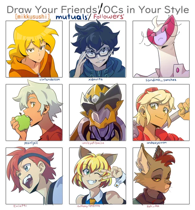 Thanks to my mutuals for allowing me to draw your awesome OCs.

Also, thank you to all of my followers who sent me their OCs. Unfortunately, I can only fit 4 characters I was most interested in drawing. My deepest apologies m(_ _)m 