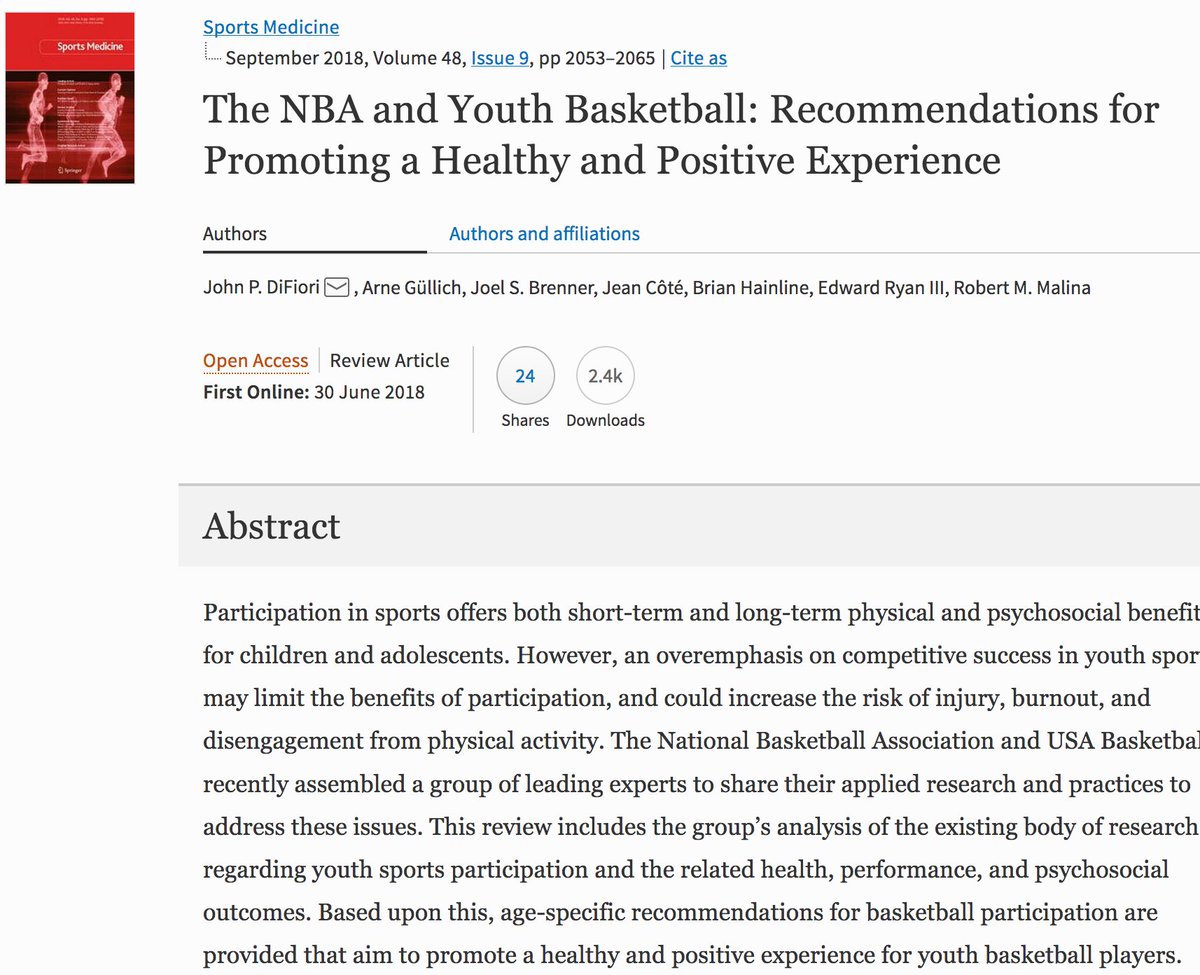 jeancote46's tweet photo. Open access to the review paper at the foundation of the NBA and USA basketball youth guidelines. It was wonderful to work with this group of authors! https://t.co/ZanIQALqG1 https://t.co/HVK6hz7Pc6