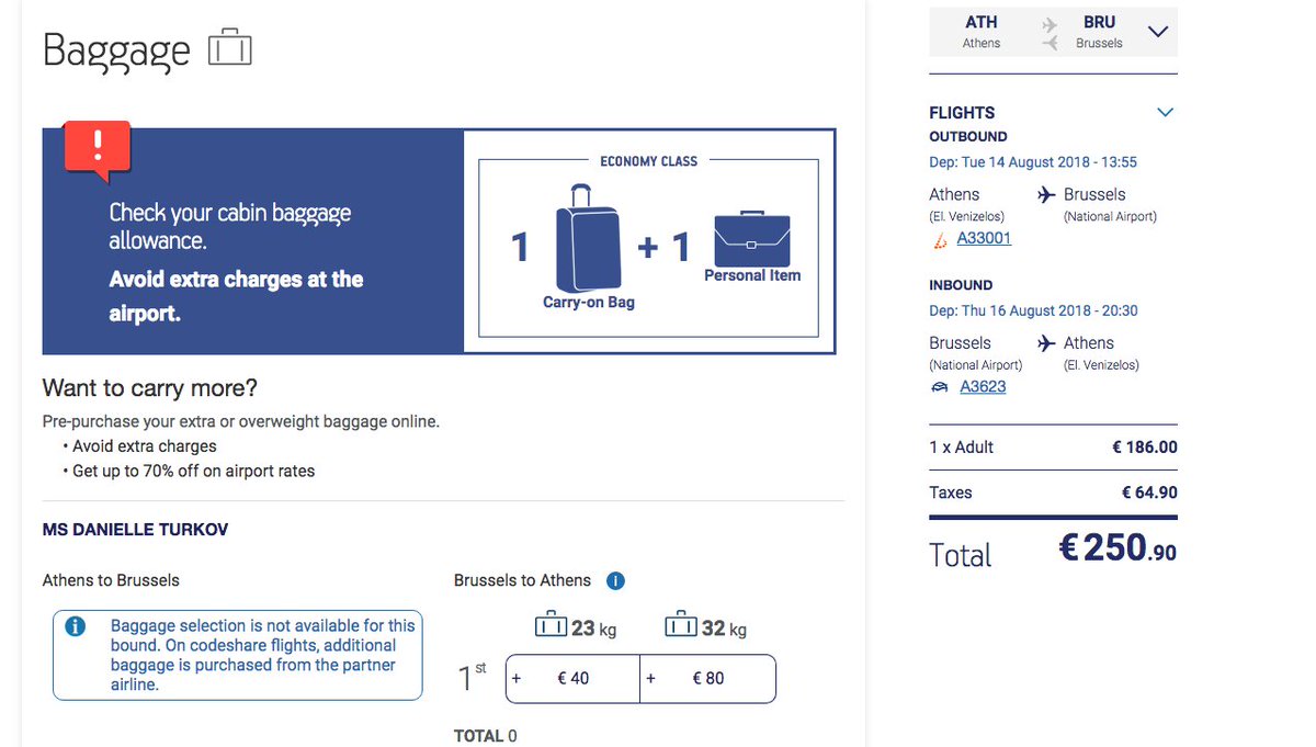 aegean airlines baggage