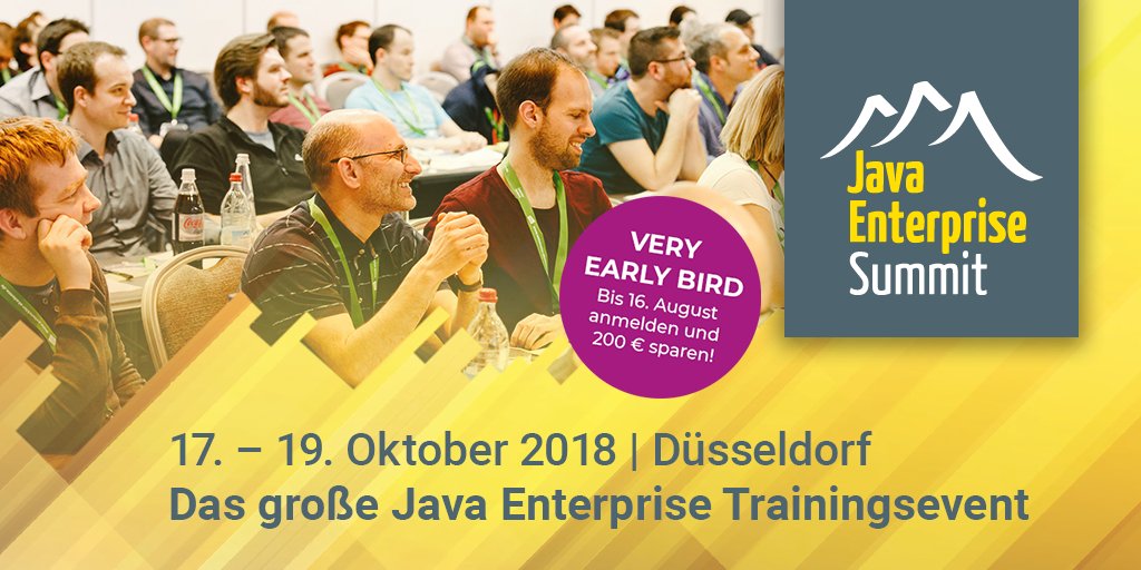 JavaESummit's tweet image. Jetzt anmelden und beim großen #JavaEnterprise Trainingsevent mit 10 Power Workshops & 7 Top-Trainern dabei sein! Very Early Bird noch bis DIESEN Donnerstag! 🐥 ow.ly/GD5D30llLZq #JavaEnterpriseSummit