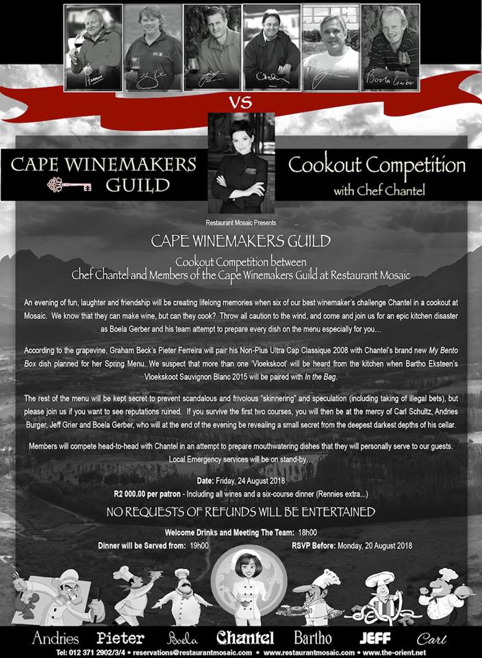 CapeWinemakersG's tweet photo. This is going to be an evening to remember - and then some!
We hope our #CWGMembers are practising in their kitchens as we type... they've got their work cut out for them against Chef Chantel Dartnall @MosaicatOrient on 24 August! https://t.co/UYquQP8Ojd