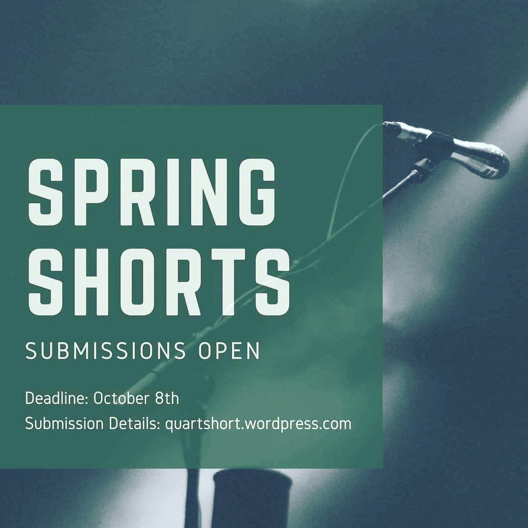 qsreadings's tweet photo. We're back for Spring Shorts! Our submissions are open so head on over to our website for full details and send us your words!

#Submit #Adelaide #spokenword https://t.co/hGqG7DK4Nf