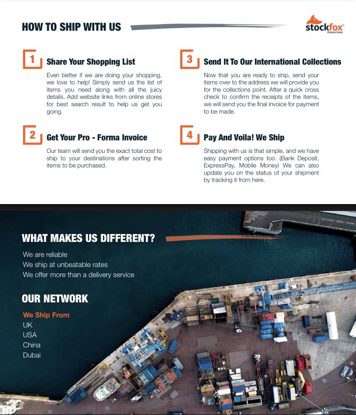 BackgroundMedia's tweet photo. Corporate Rebranding For One of our very special Clients.
#StockFox is concierge and shipping service company located in Accra (Ghana). They ship to Ghana from the United States 🇺🇸, United Kingdom 🇬🇧, China 🇨🇳 and Dubai 🌍.Contact them on +233 24 243 8645 .
Thank You https://t.co/XOCBBYro2T