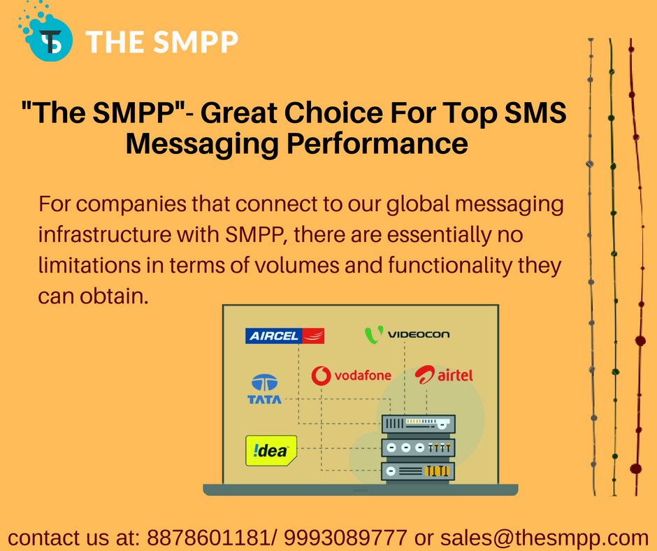 TheSMPP's tweet image. &quot;The SMPP&quot;- Great Choice For Top SMS Messaging Performance. To know more about The SMPP visit our site bit.ly/2vPBlnA or contact us: 8878601181/ 9993089777 or sales@thesmpp.com 

#TheSMPP #SMPPserver #SMPPpanel #SMPPclient #SMPPreseller #SMPP #BulkSMS #SMPPconectivity