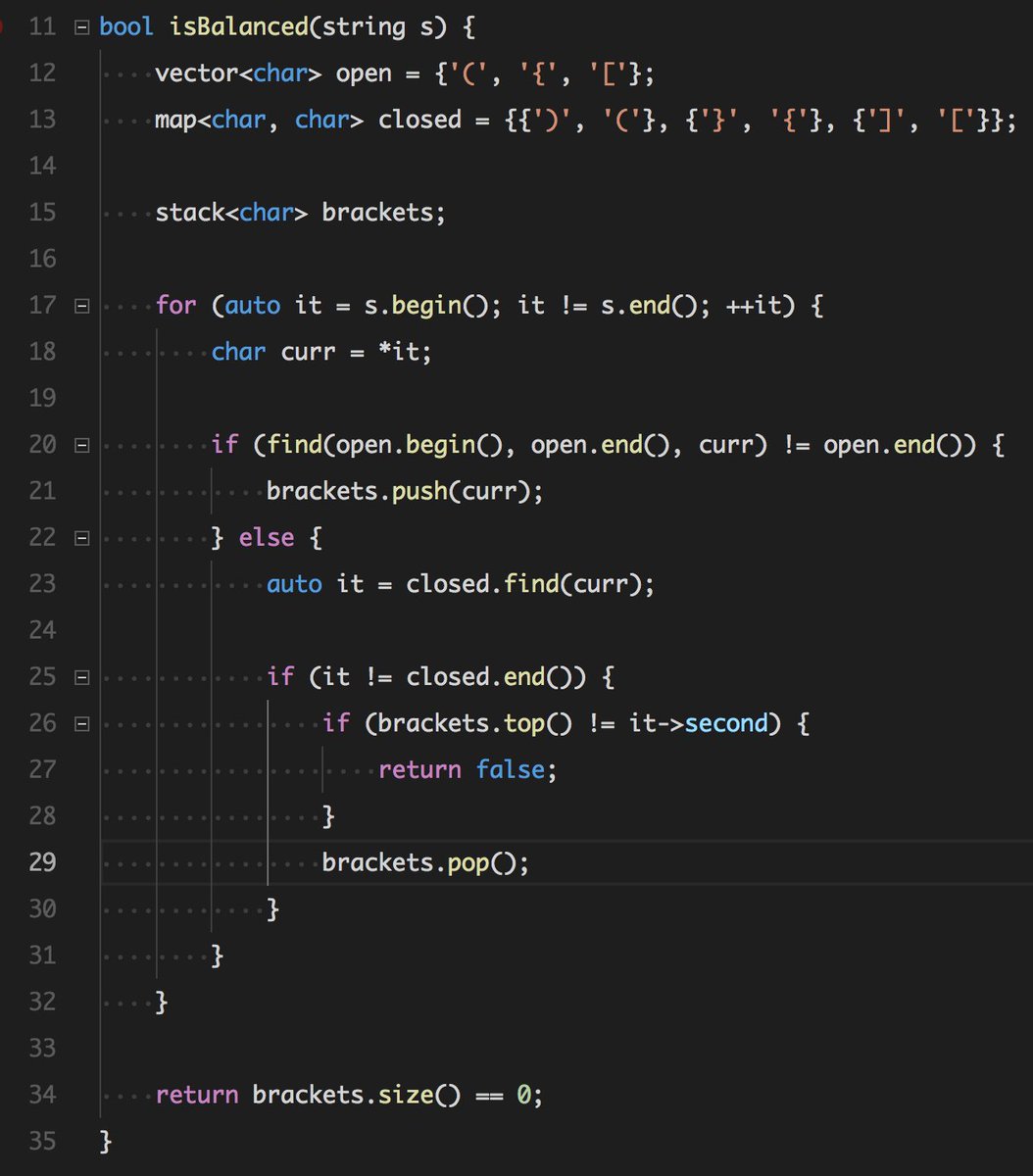 vitkarpov's tweet image. Balanced Brackets in today's #dailycodingproblem. The C++ code looks elegant in this case, a lot of iterators and standard algorithms for containers 👍 github.com/vitkarpov/dcp/…