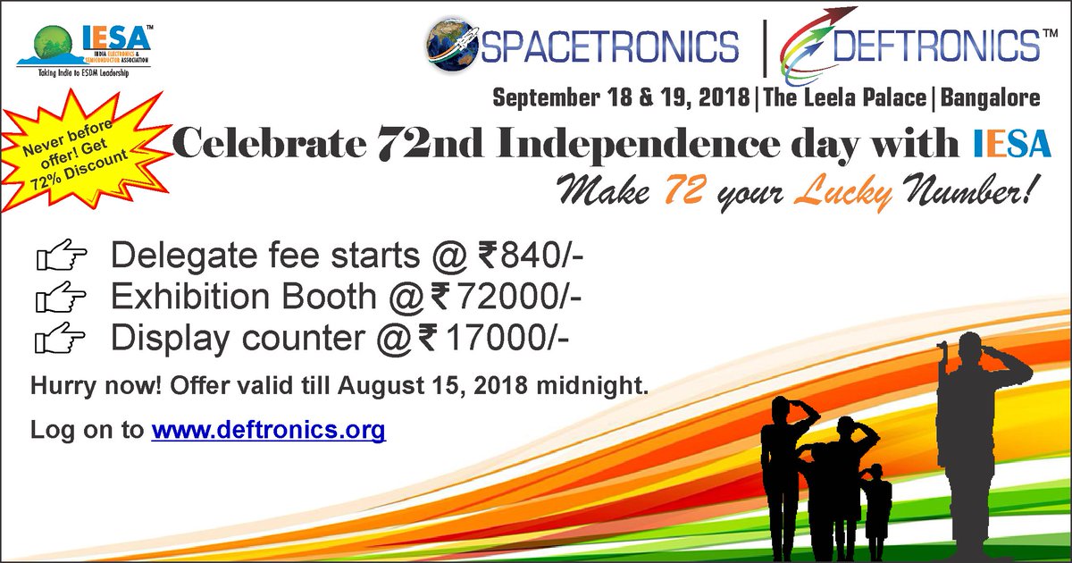 iesaonline's tweet photo. Never before offer @SPACETRONICS &amp; DEFTRONICS: #Space, #Defence &amp; #InternalSecurity #Conference.... Register Now!
https://t.co/EunNcMrdmW https://t.co/OZNdcqaASZ