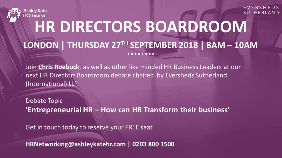 AshleyKateUK's tweet photo. Living in or around London? Interested in attending one of our HR Directors Boardroom events? Get in touch!! #HRDB #HREvents #AshleyKateUK https://t.co/ggEArgiqIW