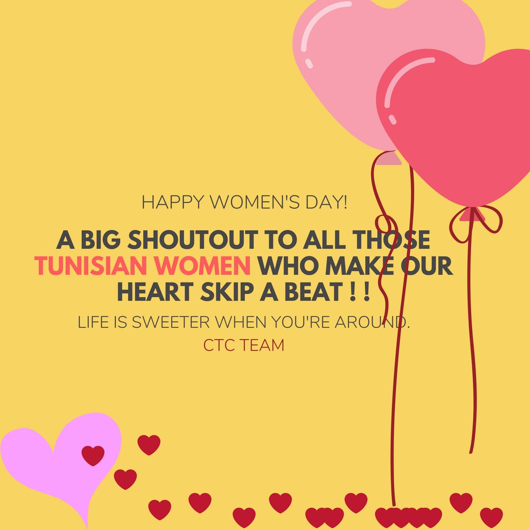 CTCFair's tweet photo. Haven't seen, hugged, kissed , talked to her for a while ? GO AND JUST DO IT ! It's her day, ...like everyday actually 🤔 !
-CTC Team

#HappyWomensDay #Tunisia #WomensDay #CTCleaders #CTCyoungsters #CTCgreeners https://t.co/HzMtDiappj