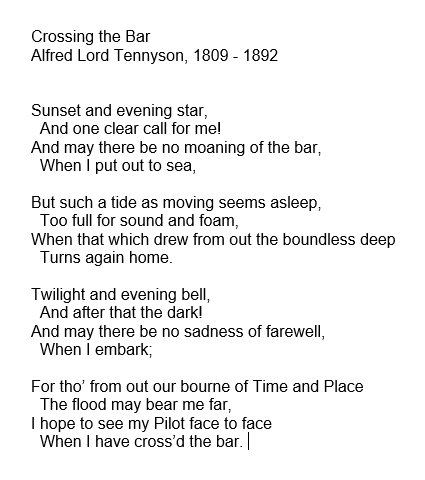 tennyson poem crossing the bar