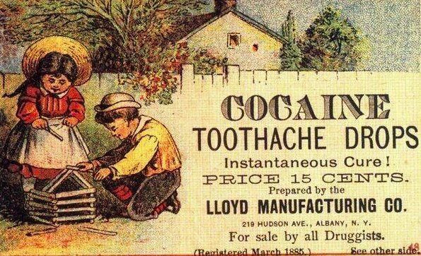 HistoryInPics's tweet photo. Cocaine toothache drops for children, 1885. https://t.co/NW7Gp2fD4z