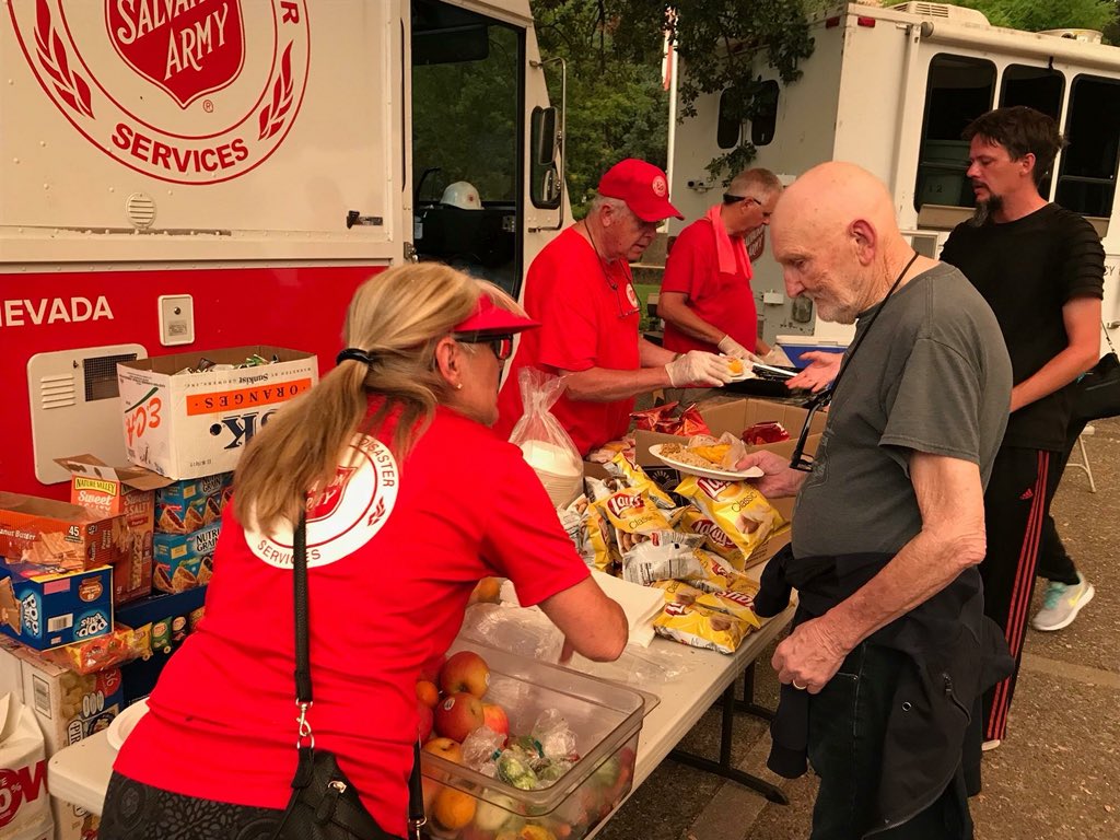 MSchwartzEDS's tweet photo. An update on @SalArmyEDS relief operations in California. So far, we have served over 50,000 first responders and survivors on scene at 14 separate wildfires since the end of July. We continue to be blessed by the support of @GuyFieri and encouragement of @TylerFlorence https://t.co/3Z0zUGKS2T