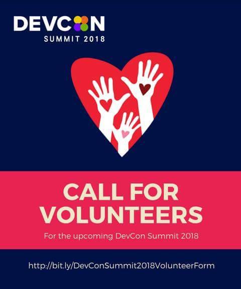 DEVCONPH's tweet photo. Hi DevCon Volunteers!
It's the time of the year again. ๐
We're now looking for volunteers for DevCon Summit 2018.
If interested, kindly sign-up here: http://DevConSummit2018VolunteerForm
Deadline of application is until August 17 (Friday) 11PM
#DevConPH
#DevConSummit2018 https://t.co/a5vRKYEXi4