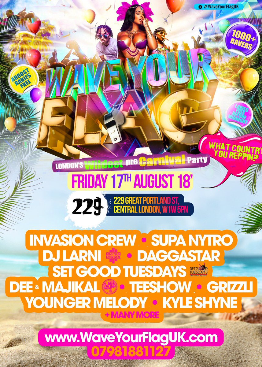 PartyHardUK_'s tweet photo. ★ #WaveYourFlagUK ★
4 DAYS TO GO - THIS FRIDAY!! ⏰
FRIDAY 17TH AUGUST 2018 📆
@ 229 THE VENUE 📍
👥 1000+ RAVERS
🏠 2 ARENAS
TICKETS SELLING FAST! 🤩😱
https://t.co/ubyWv4a1n4 https://t.co/ocyHgFeGpM